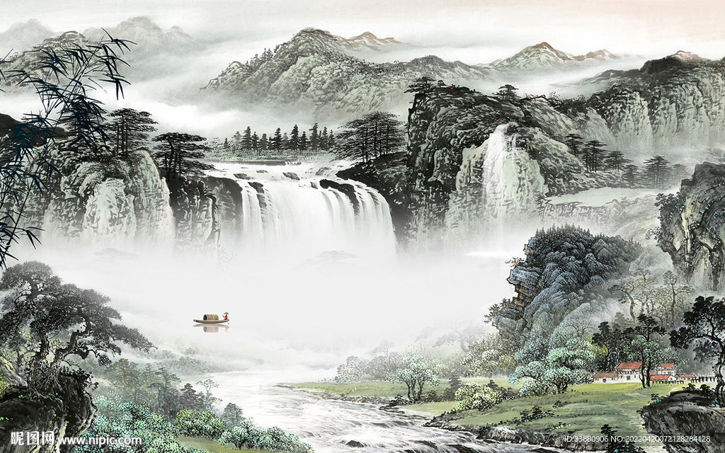 中国风背景风景山水 tif分层