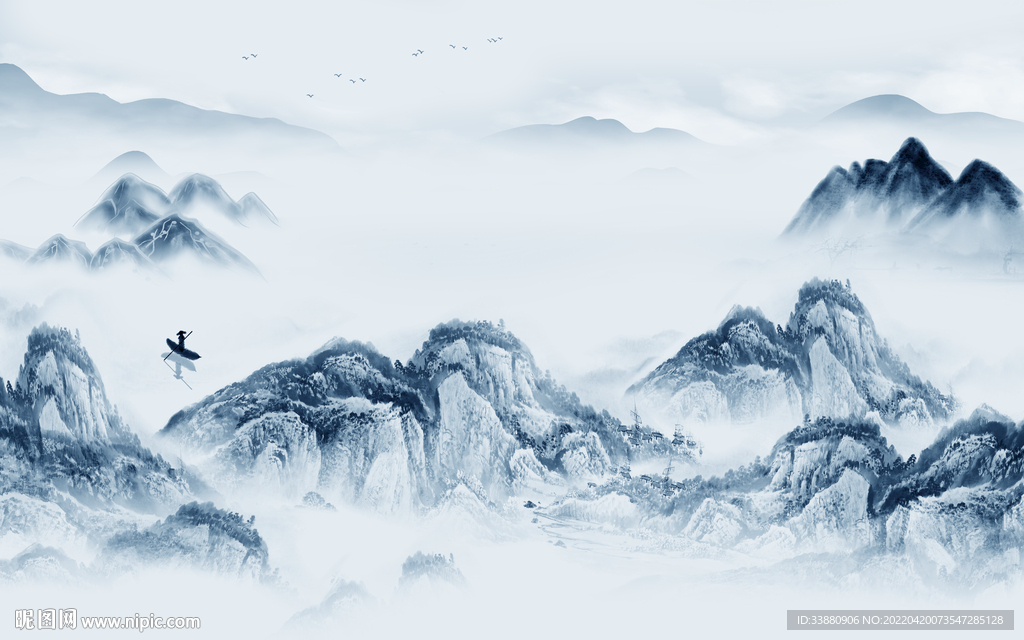 高清 背景风景山水 tif分层