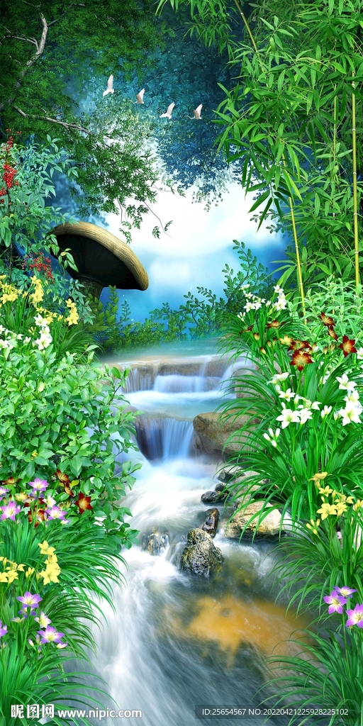 梦幻流水风景玄关