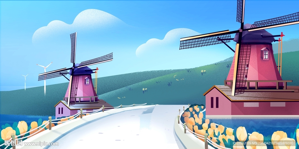 世界建筑插画荷兰