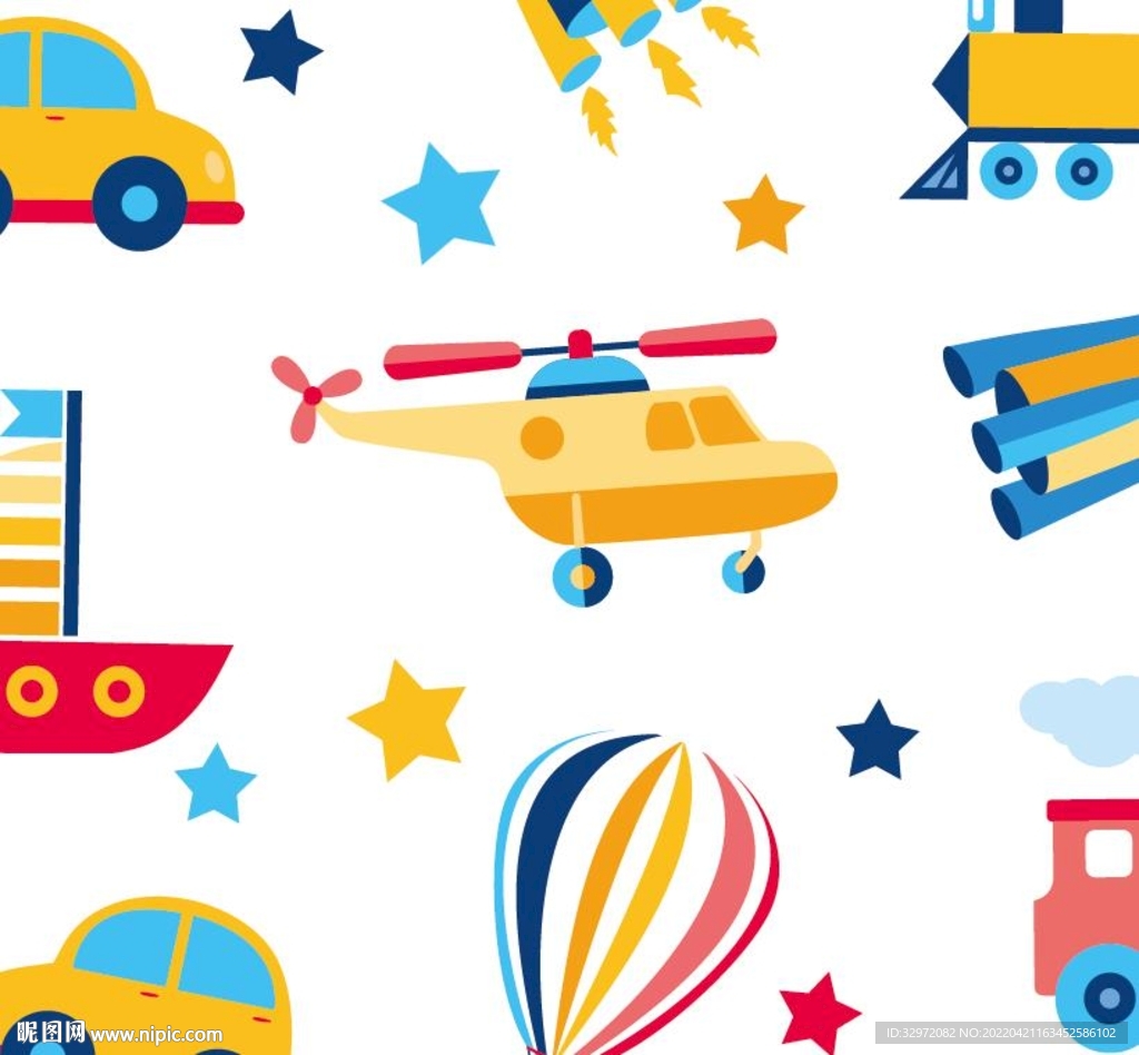 飞机火车轮船无缝背景