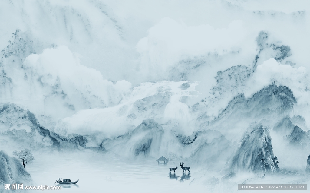 背景墙高清画山水 TIF分层图