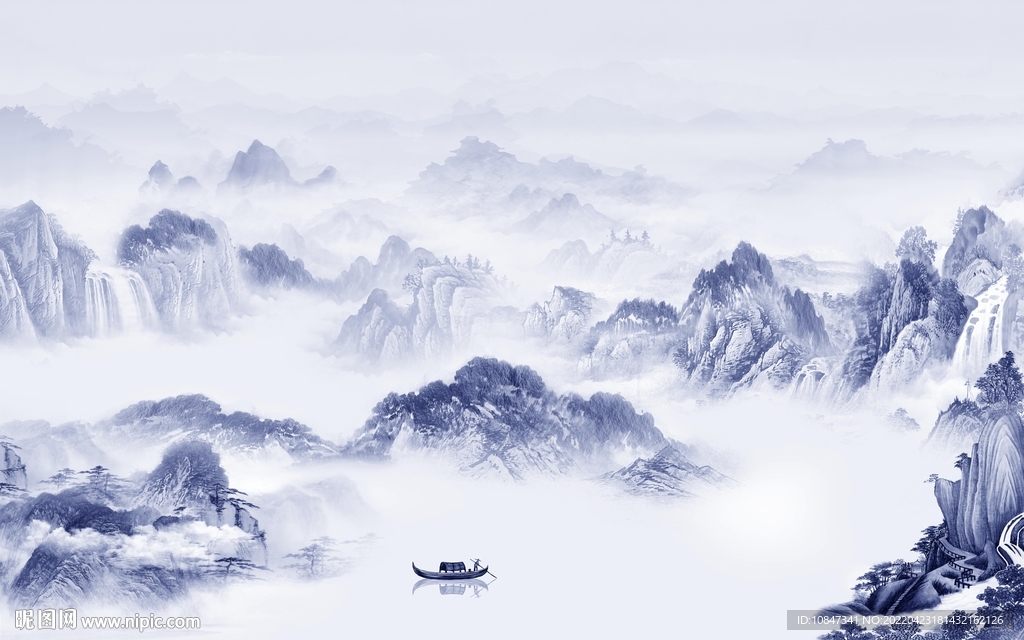 简约高清画山水 TIF分层图