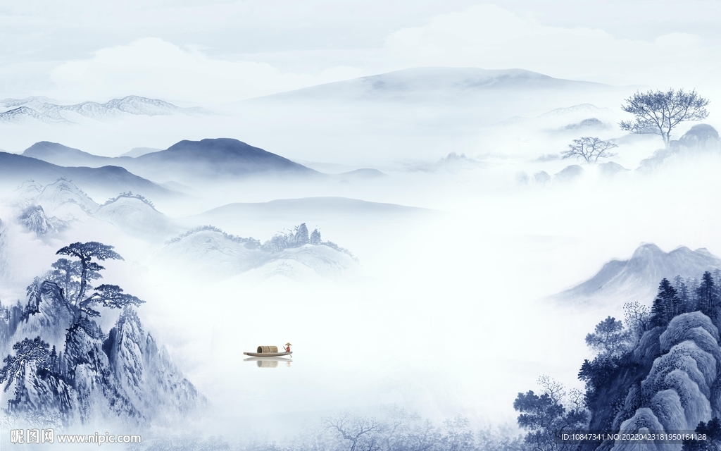 新中式高清画山水 TIF分层图