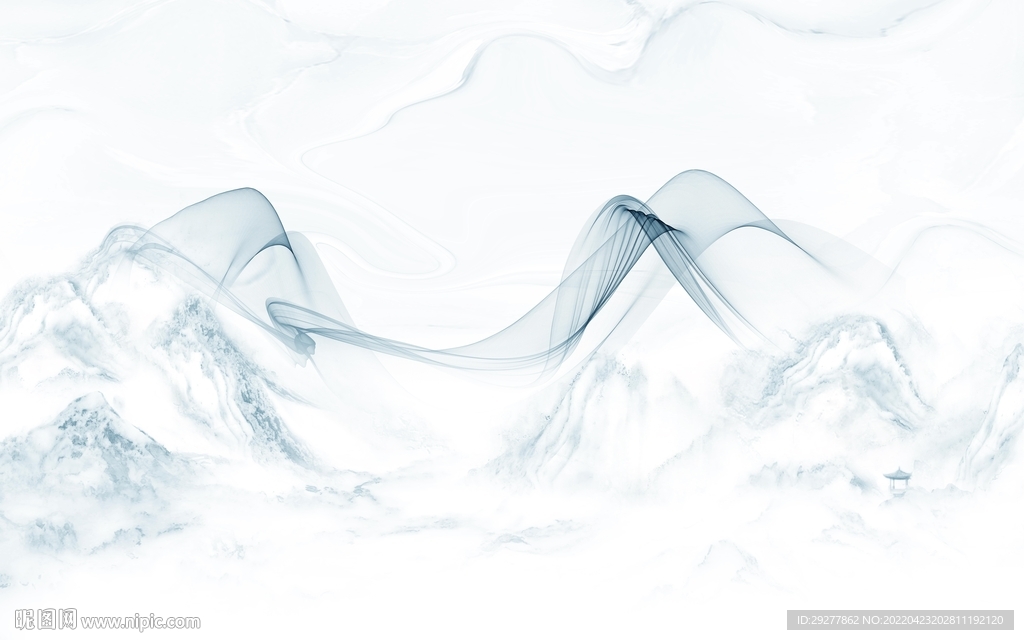 简约客厅山水背景 tif分层