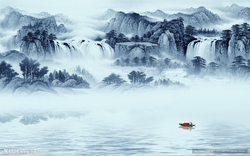 大气意境客厅山水 tif分层