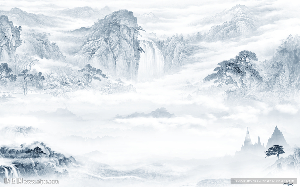 新中式新款背景山水 TIF分层