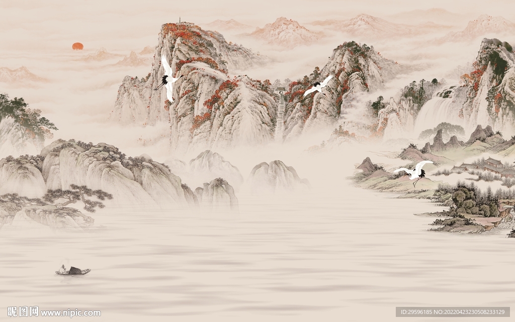 中国风新款背景山水 TIF分层