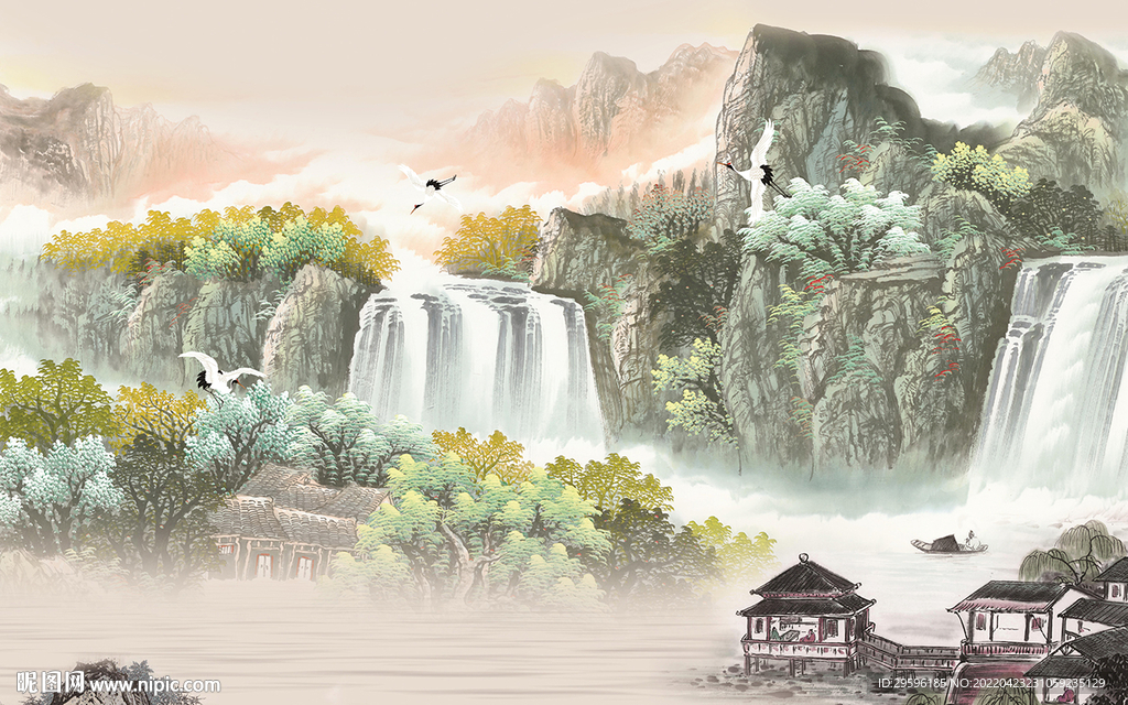 中式新款背景山水 TIF分层