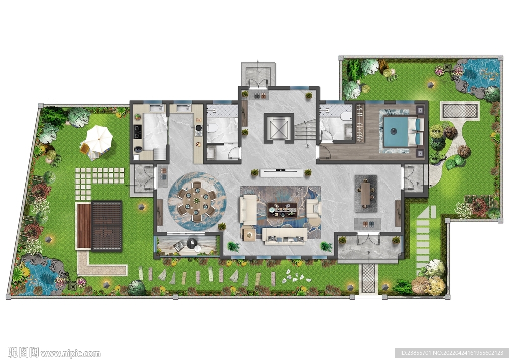 别墅户型院子彩图