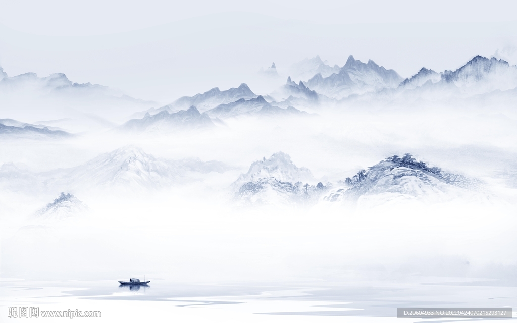 水墨客厅最新山水 TIF分层