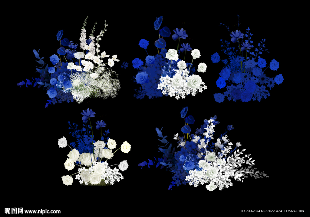 克莱茵蓝白色花艺