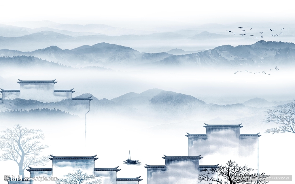 客厅 新山水背景墙 TIF分层