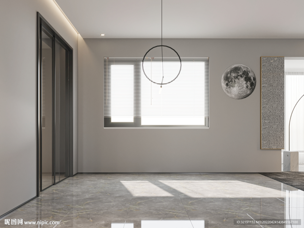 现代极简餐厅背景墙场景空景