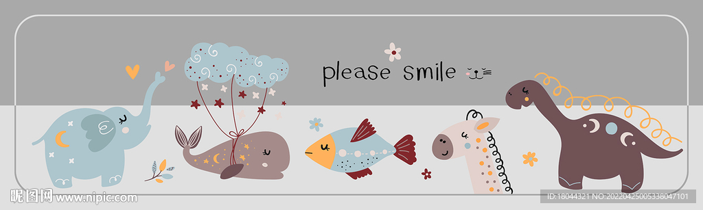 可爱卡通小动物灰色厨房地垫