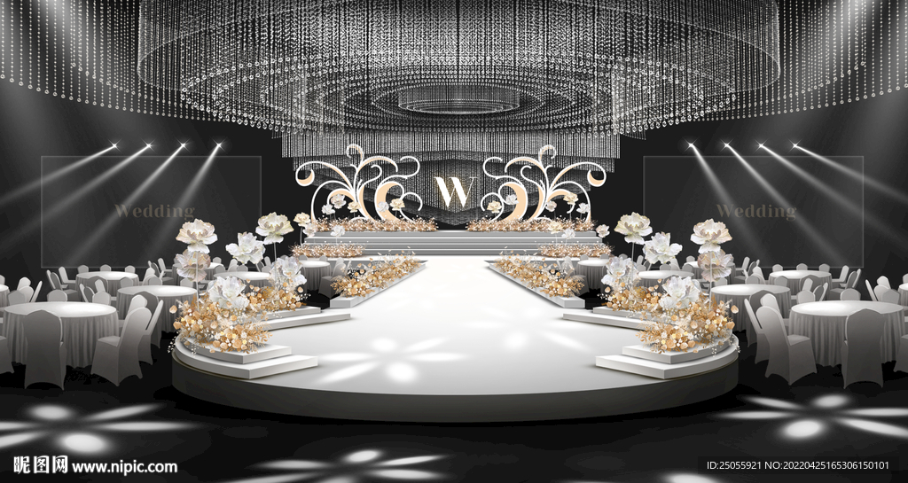 简约香槟色ins主题婚礼舞台区