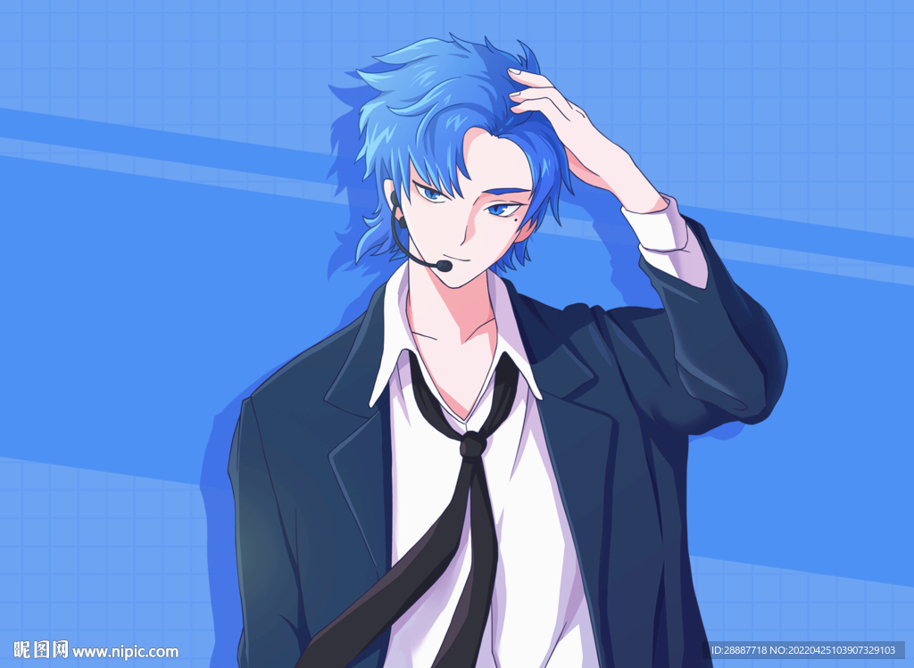 男生主播人物插画动画素材