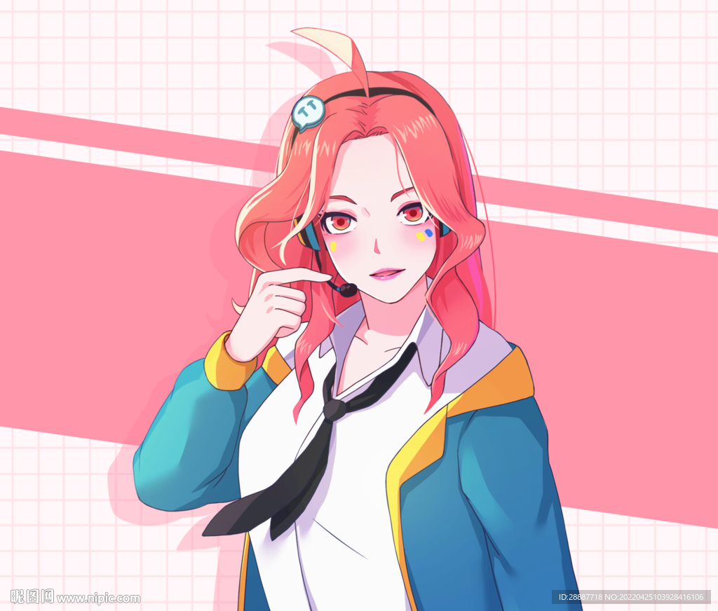 女生主播人物插画动画素材