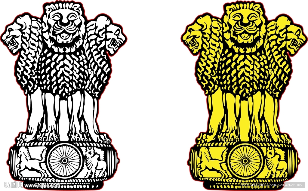 阿育王狮子像线稿