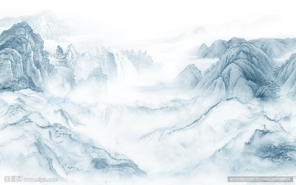 高清 新款山水墙画 tif分层