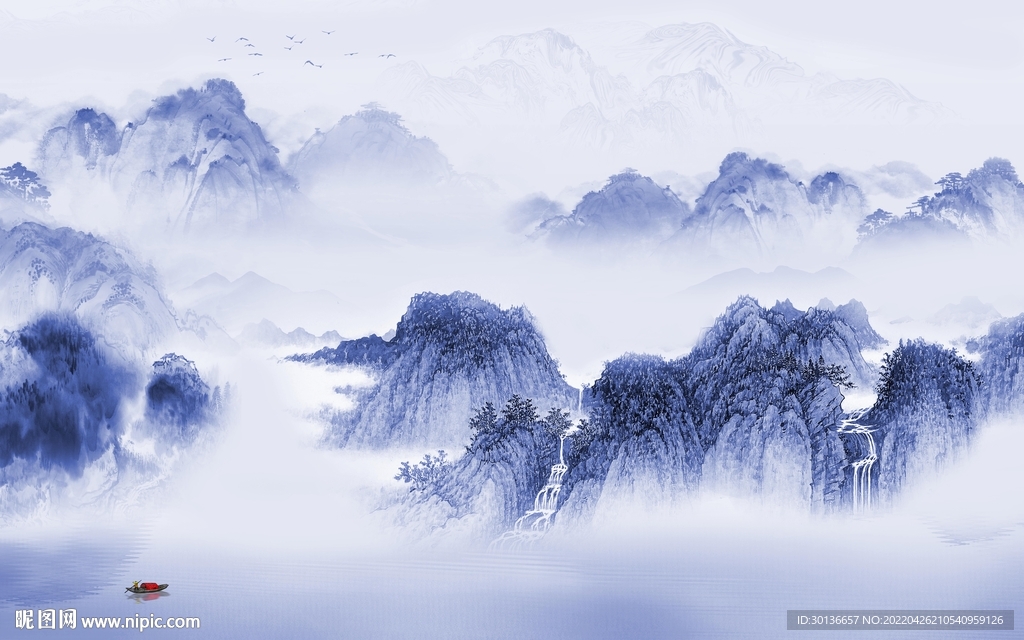 客厅新款山水背景 tif分层