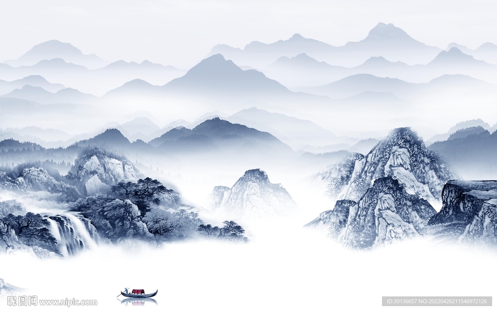 别墅新款山水背景 tif分层