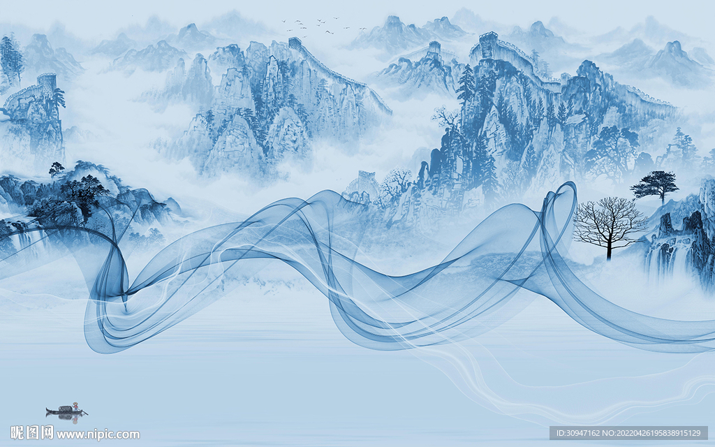 大气客厅电视山水 TIF分层