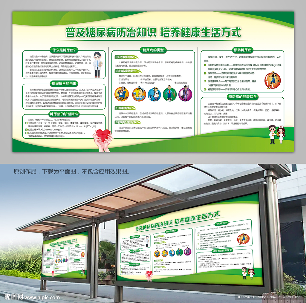 糖尿病科普知识展板海报背景板