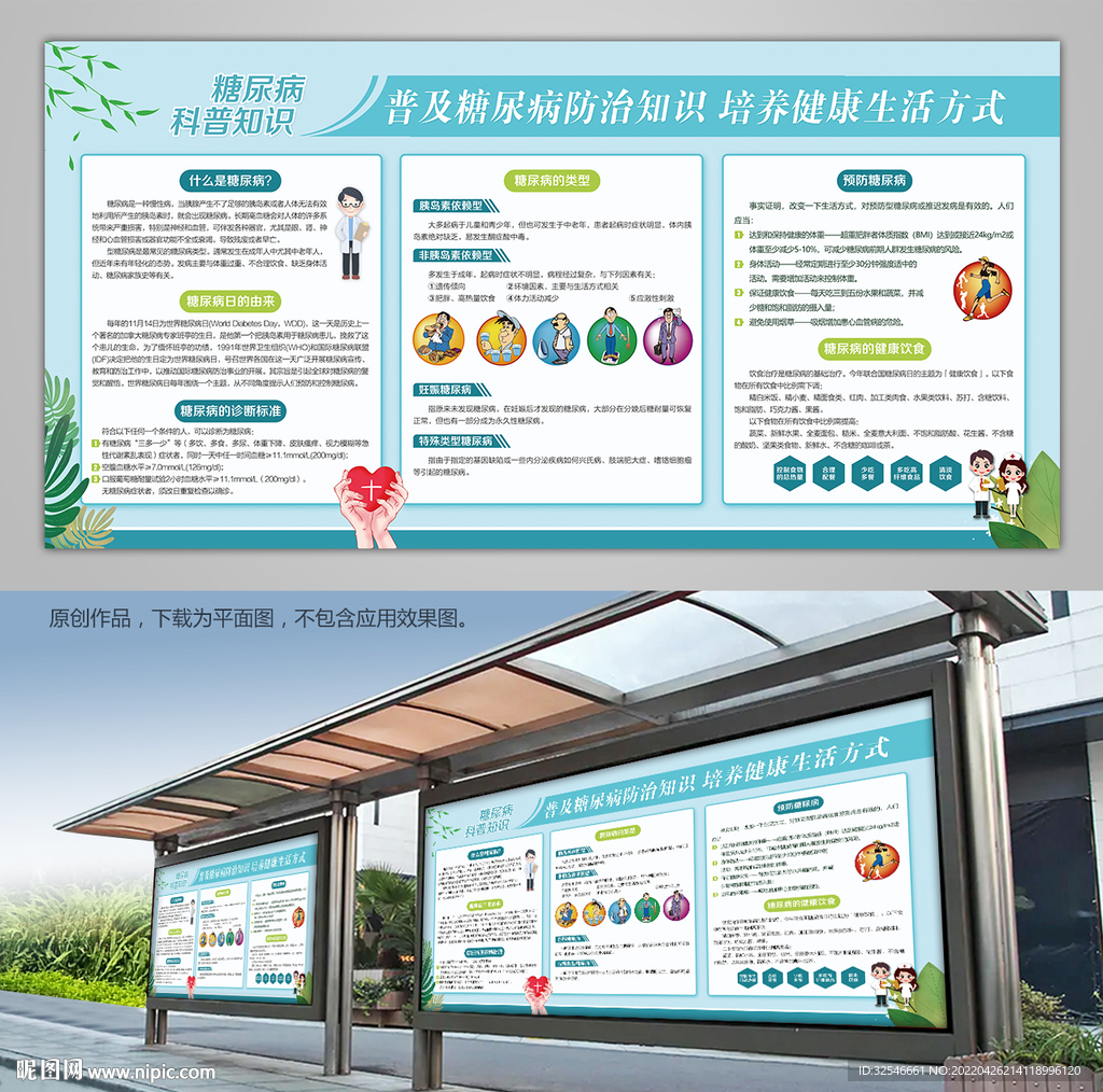糖尿病科普知识灯箱宣传栏背景板