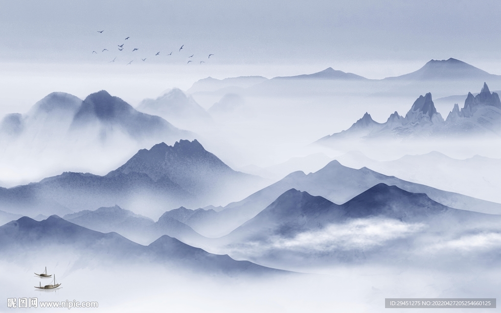 新中式电视背景山水 TIF分层