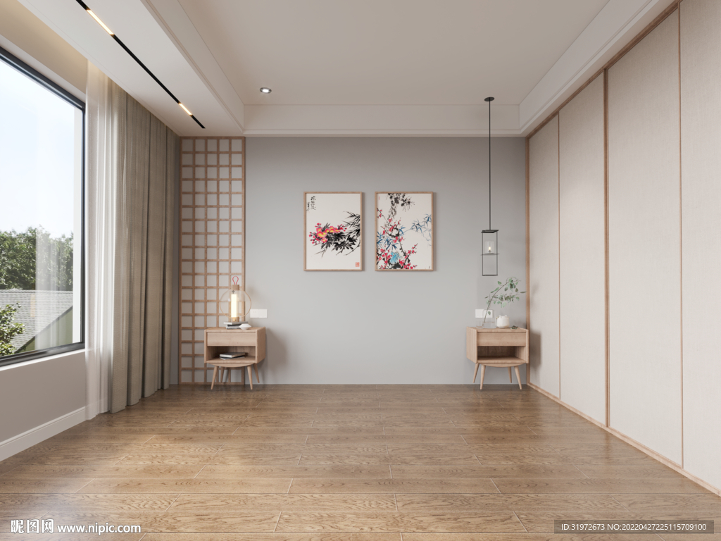 新中式卧室背景墙