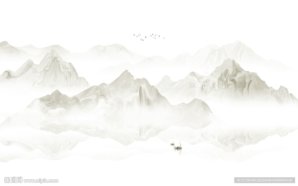 新中式水墨山水背景墙