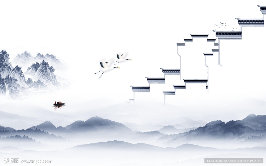 意境客厅中式山水 TIF分层