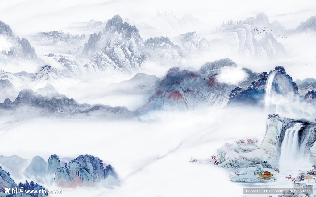 新款客厅中式山水 TIF分层