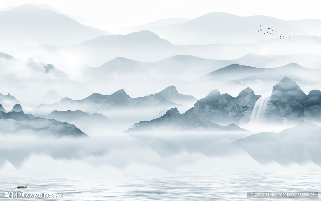 高档 意境山水背景 tif分层