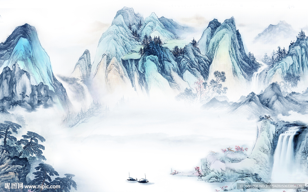 客厅高档风景山水 tif分层