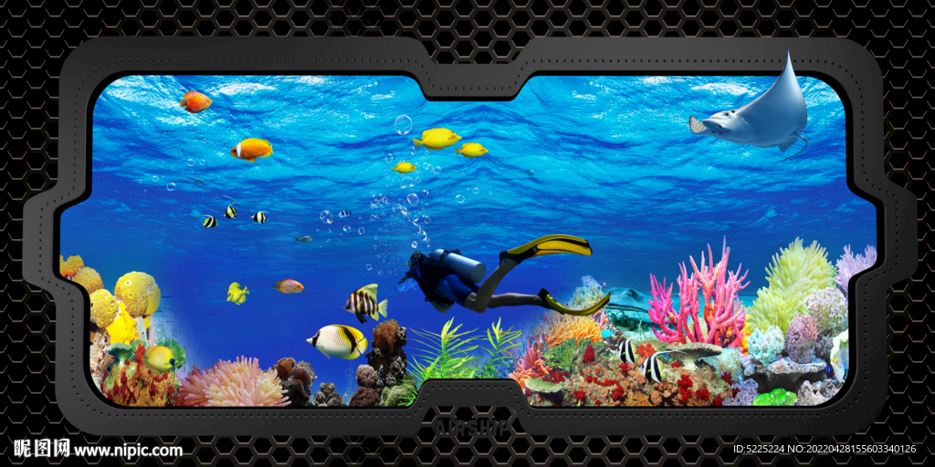 3D立体海底世界背景墙装饰画