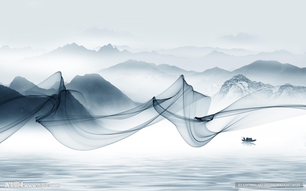 中国风高端背景山水 TIF分层