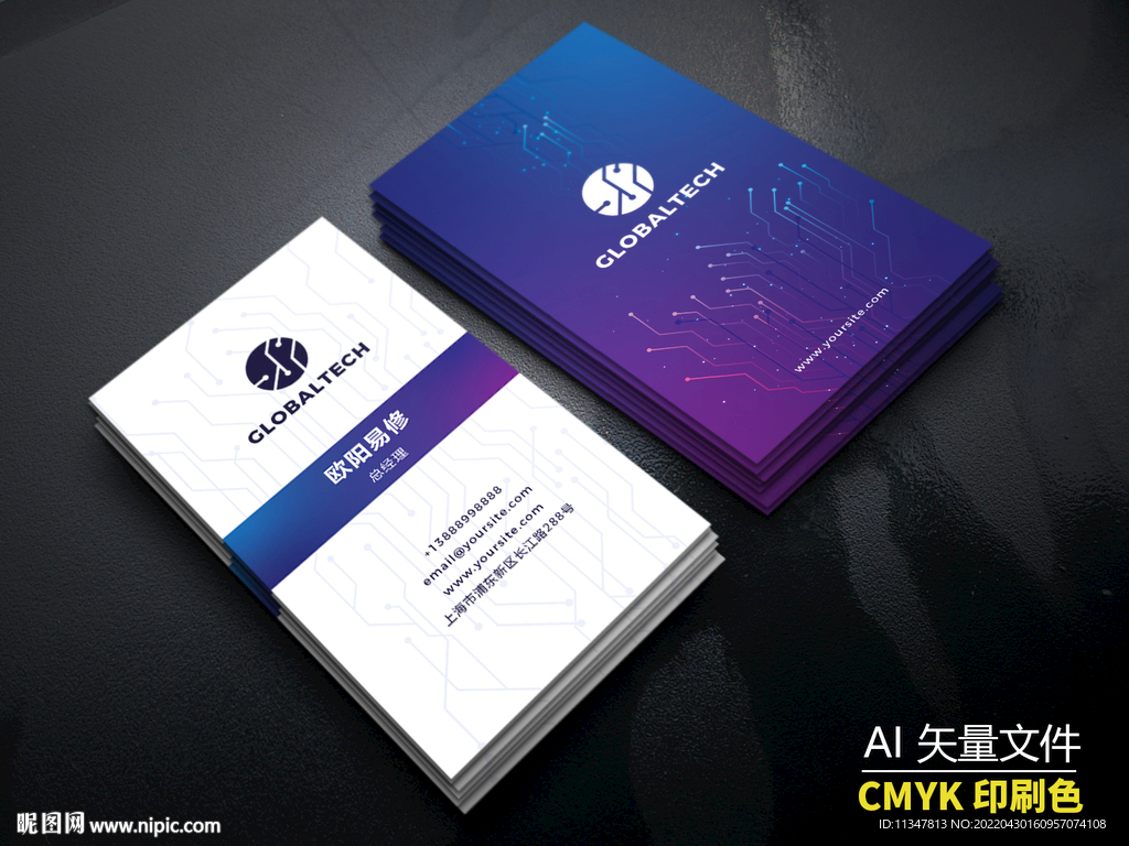 高端企业科技公司商务名片模板