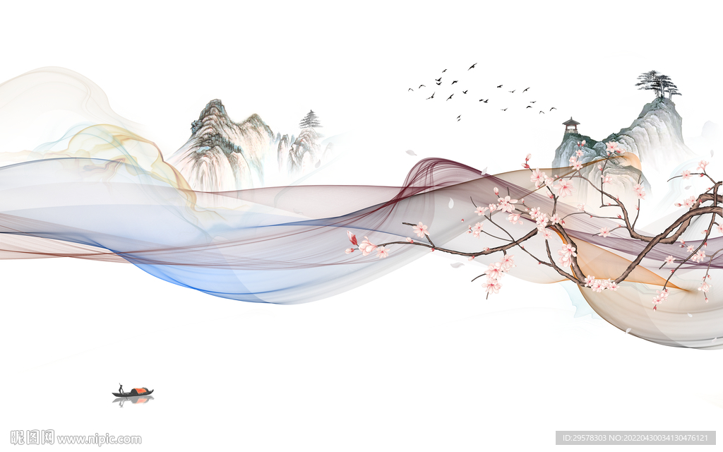 中国风客厅意境山水 TIF分层