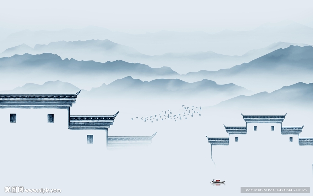 徽派 客厅意境山水 TIF分层