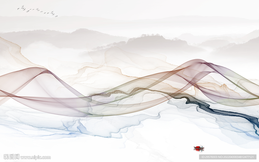 新款客厅意境山水 TIF分层