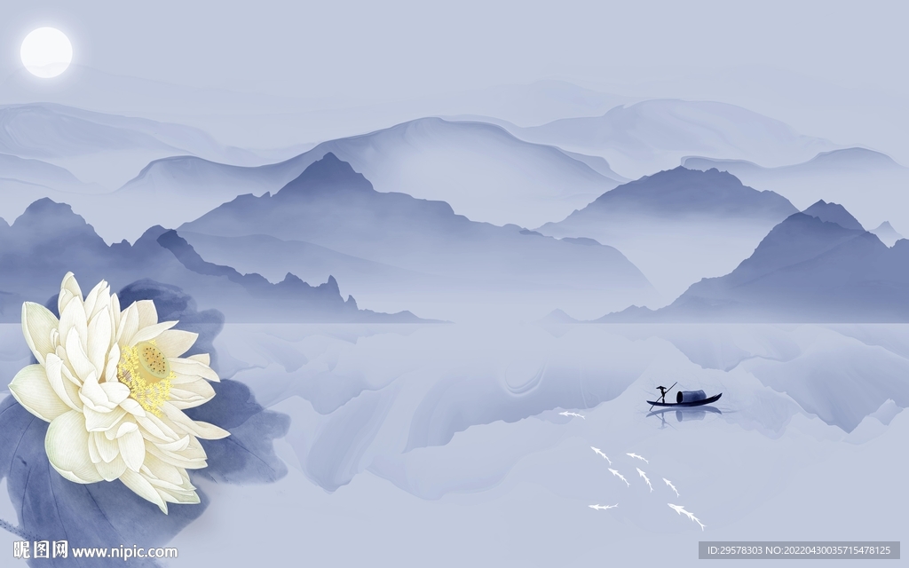 高档 客厅意境山水 TIF分层