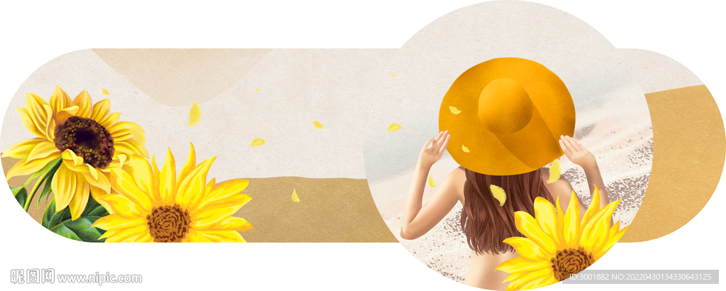 装饰画 向日葵菊花 美女