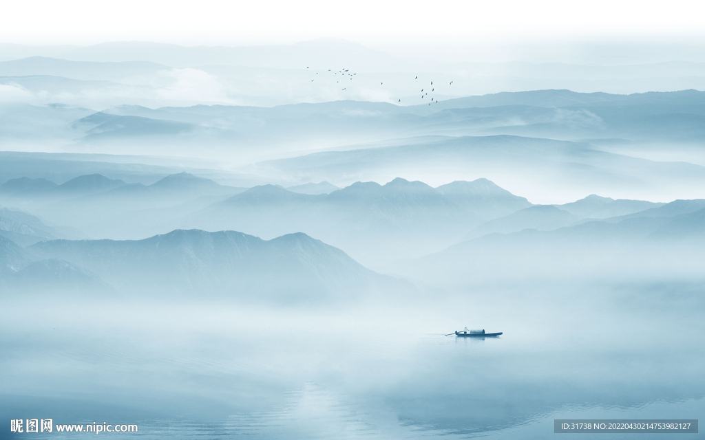 新中式山水画电视背景墙