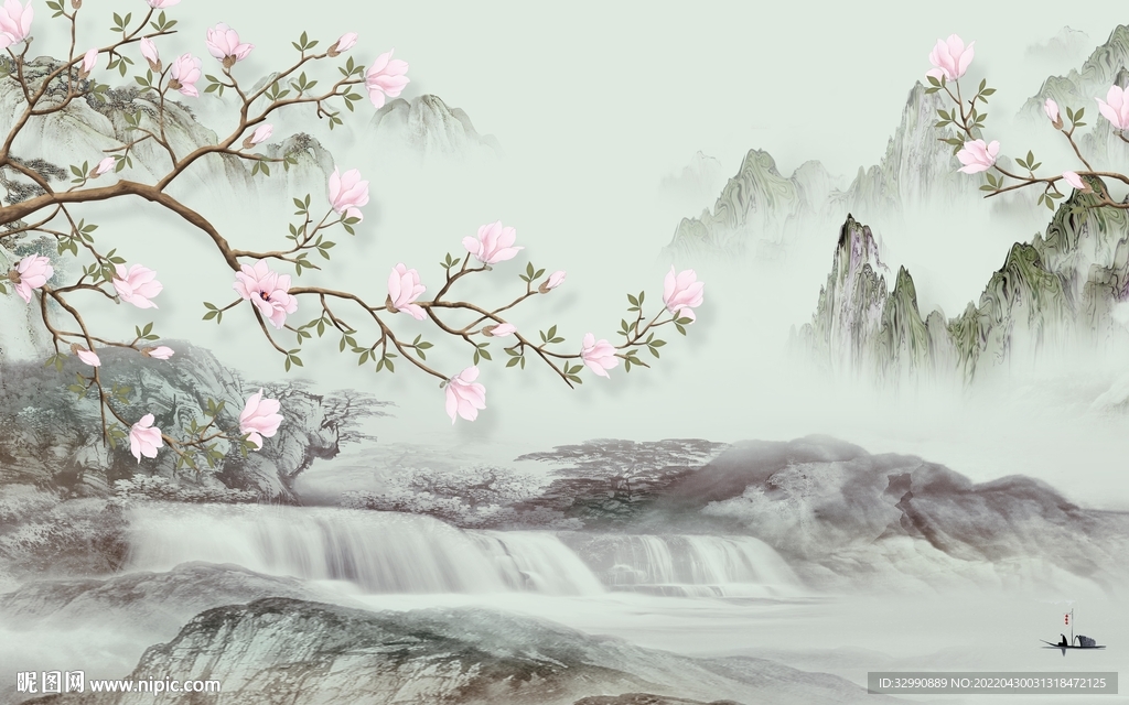 中式 高清山水新画 TIF分层