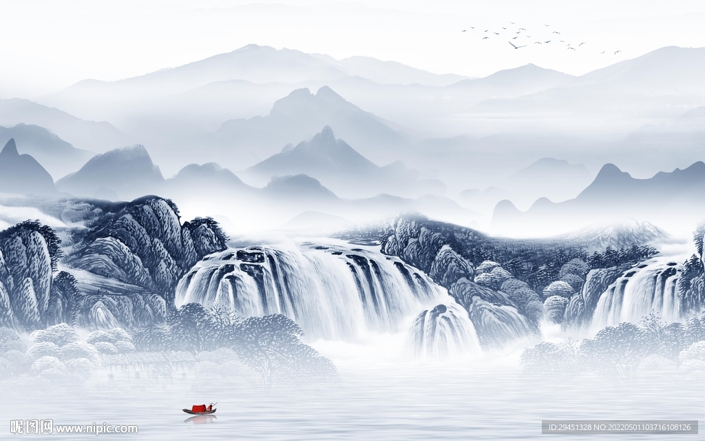 高档新款中式山水 tif分层