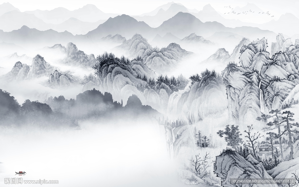 高清新款中式山水 tif分层