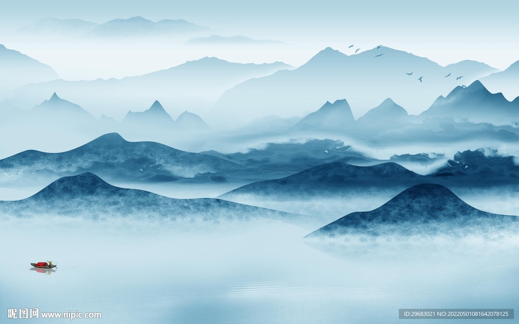 高档客厅山水背景 TIF分层