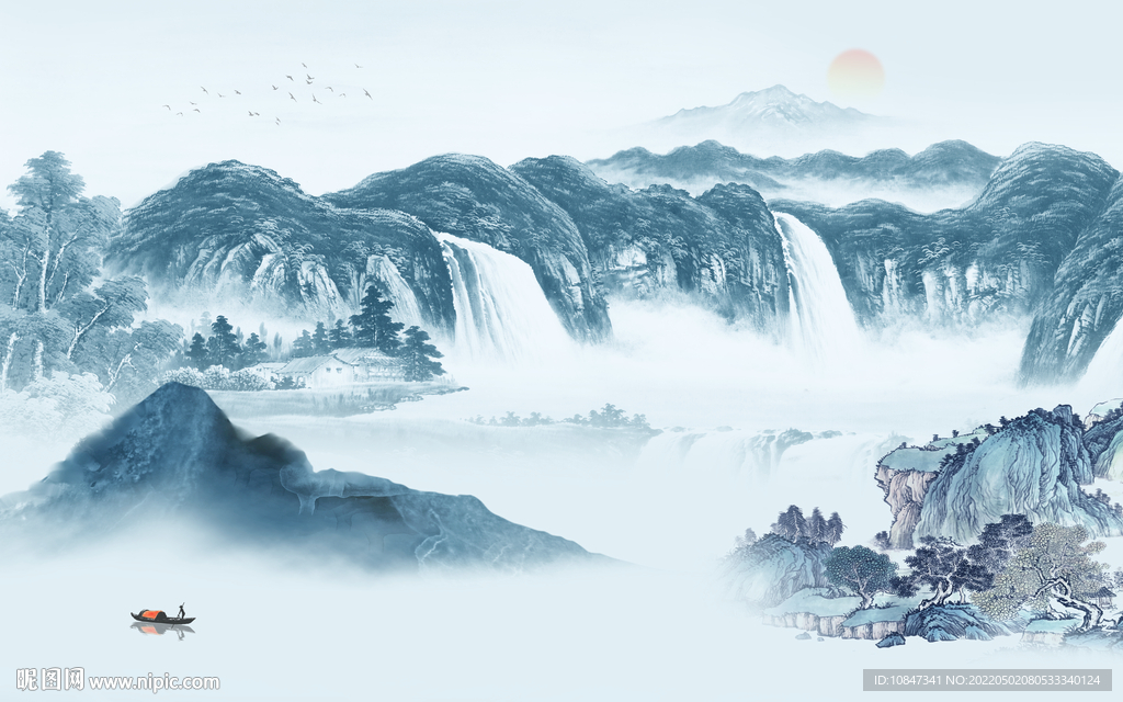 国画意境新画山水 TIF分层